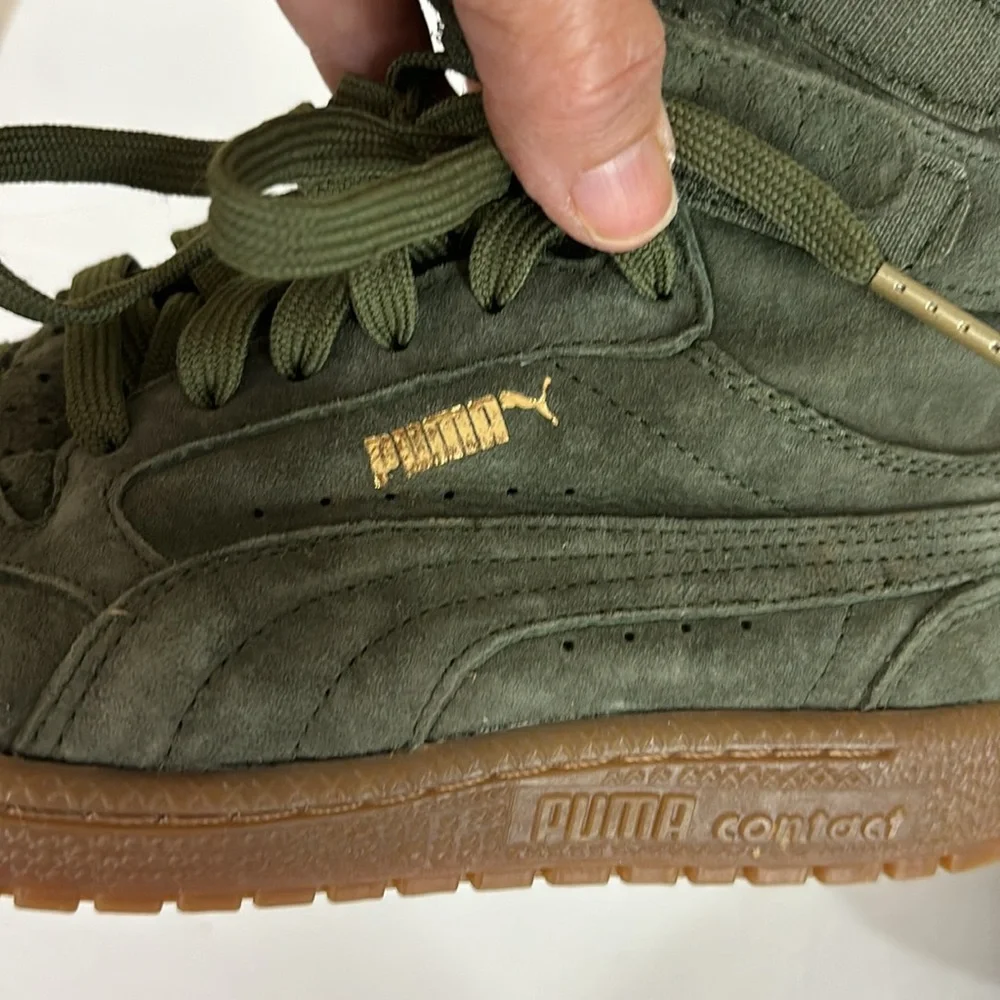 Puma Sky II Olive  Green Suede High Tops  Size 6.5